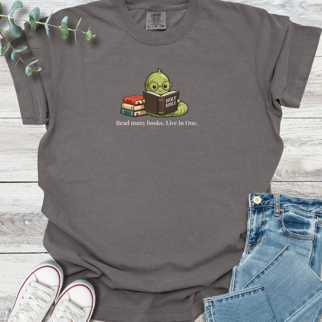 Bible Bookworm T-shirt in Pepper - Christian graphic tee