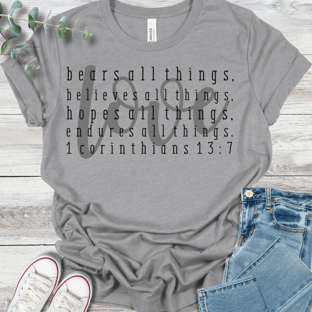 Love Defined T-Shirt in Athletic Heather - Christian graphic tee