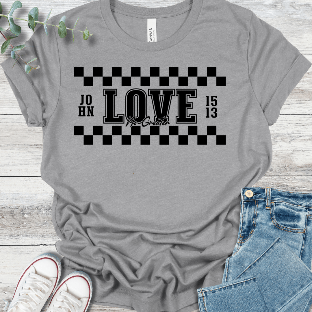No Greater Love T-Shirt in Athletic Heather - Christian graphic tee