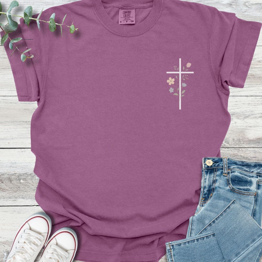 Floral Cross T-shirt - Christian graphic tee