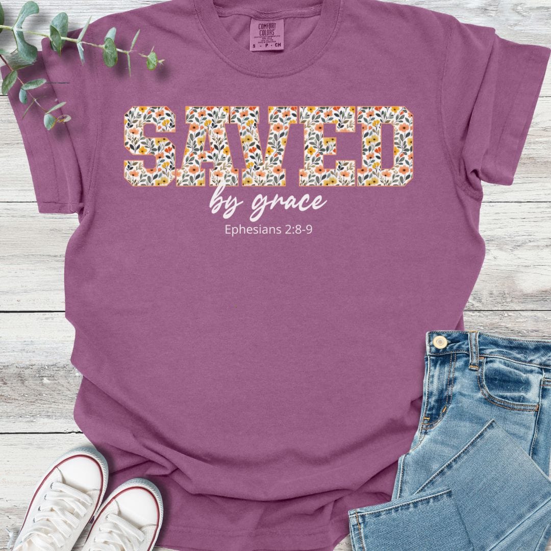Saved Floral T-Shirt - Christian graphic tee
