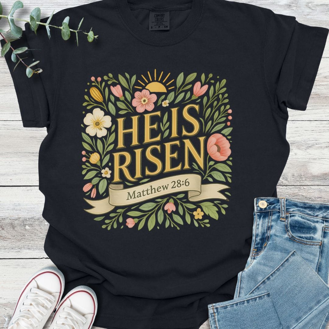 Floral Resurrection T-Shirt in Black - Christian graphic tee