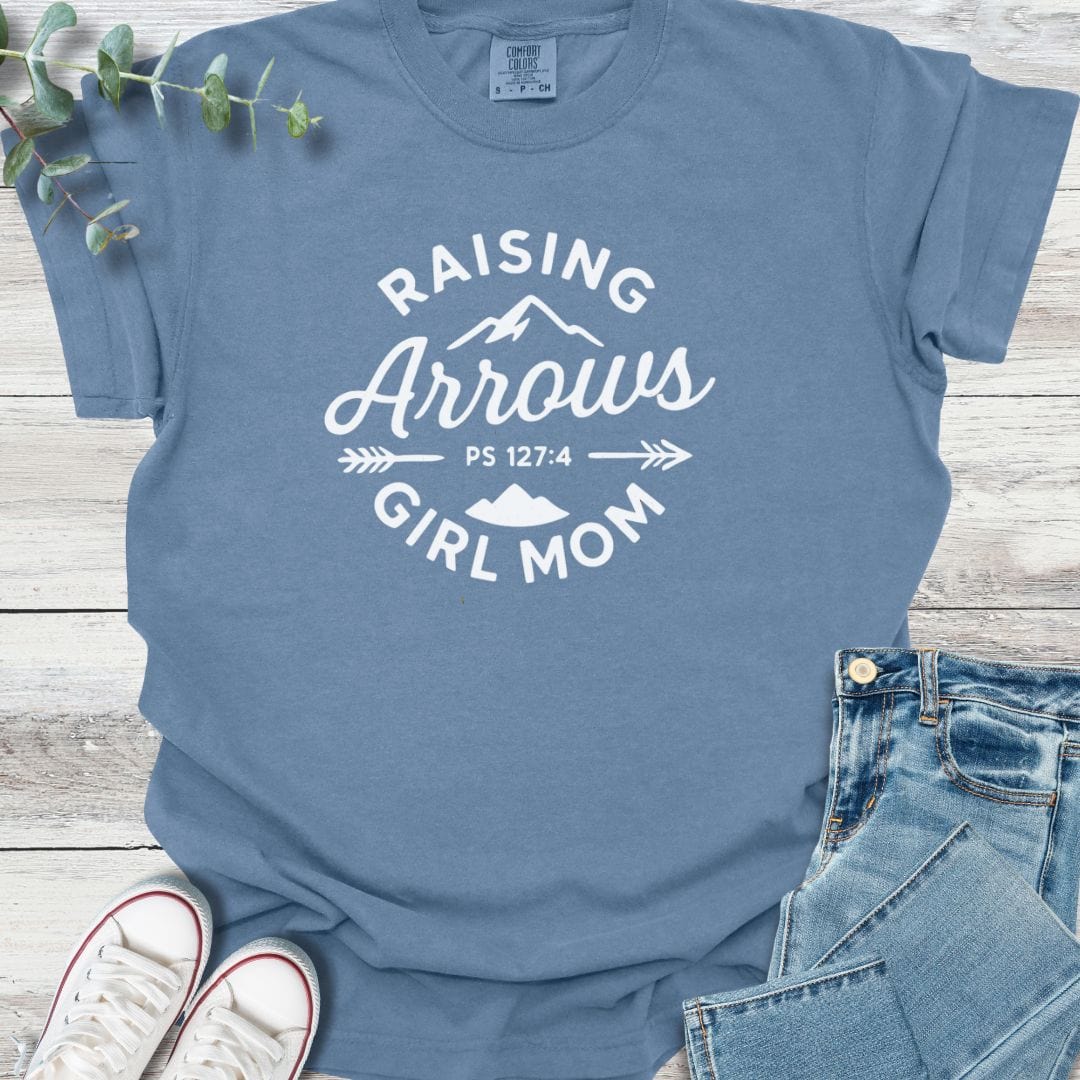 Girl Mom Arrows T-Shirt in Blue Jean - Christian graphic tee