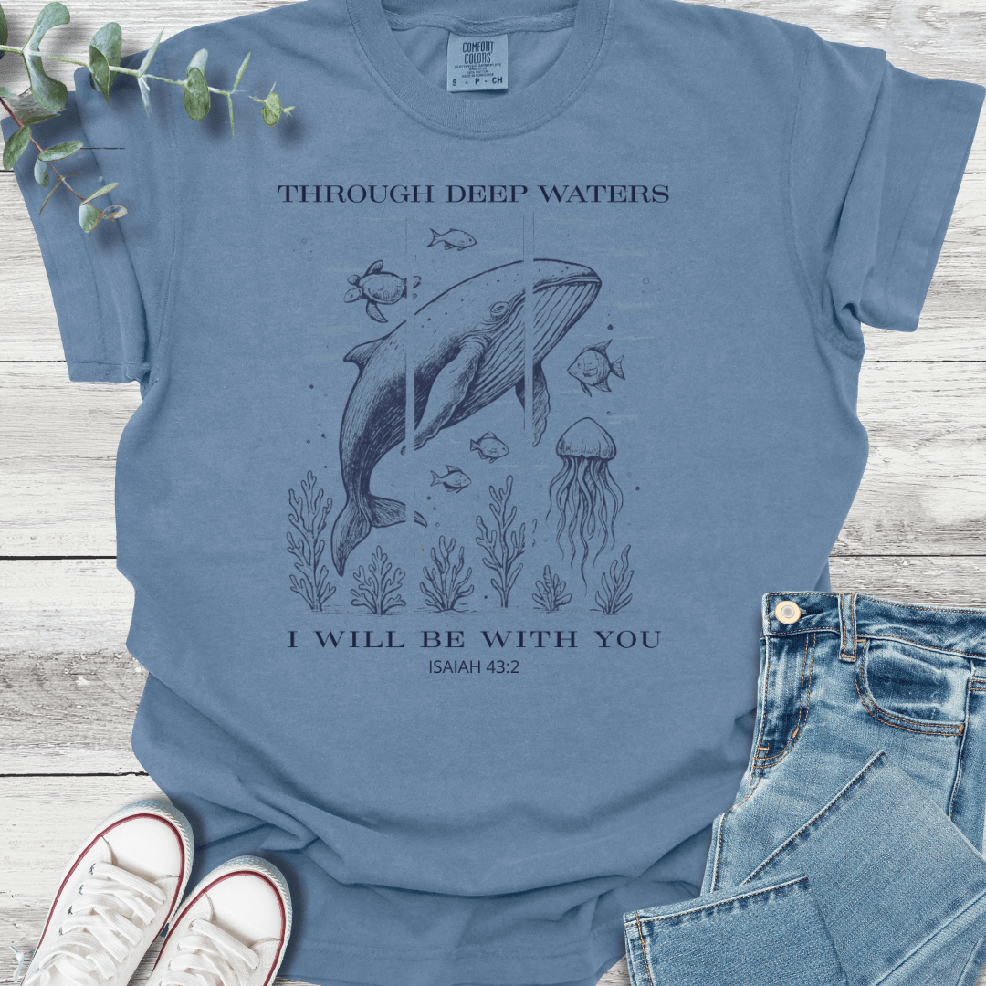 Deep Waters T-shirt in Blue Jean - Christian graphic tee