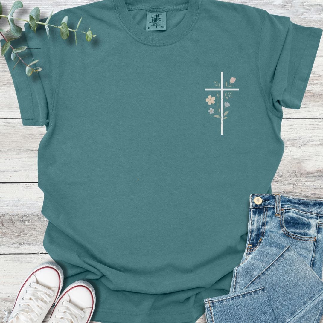 Floral Cross T-shirt - Christian graphic tee