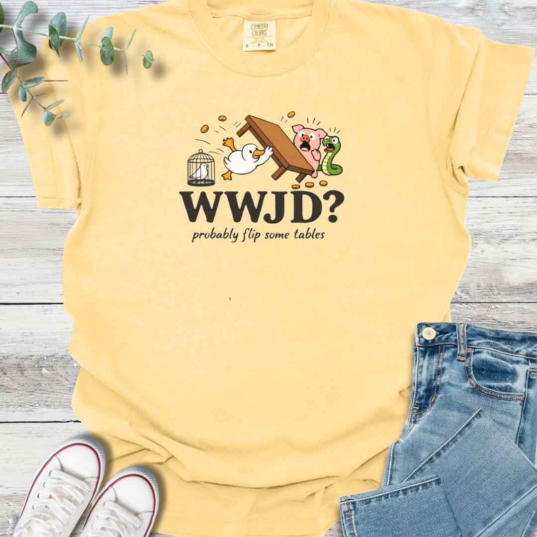 Table Flipping T-shirt in Butter - Christian graphic tee