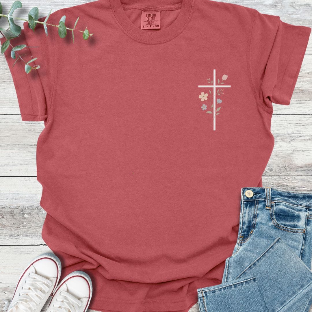 Floral Cross T-shirt - Christian graphic tee