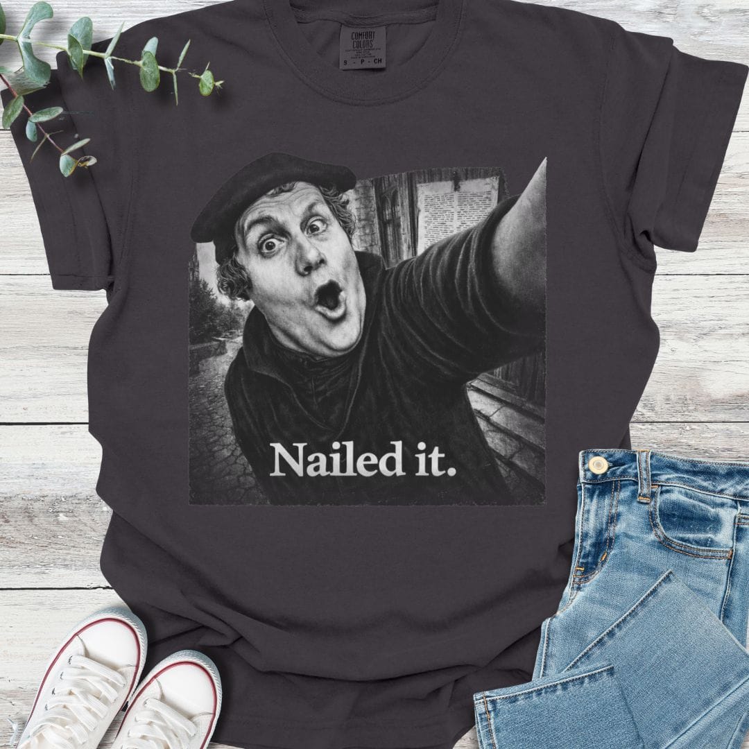 Nailed It T-shirt in Graphite - Christian graphic tee