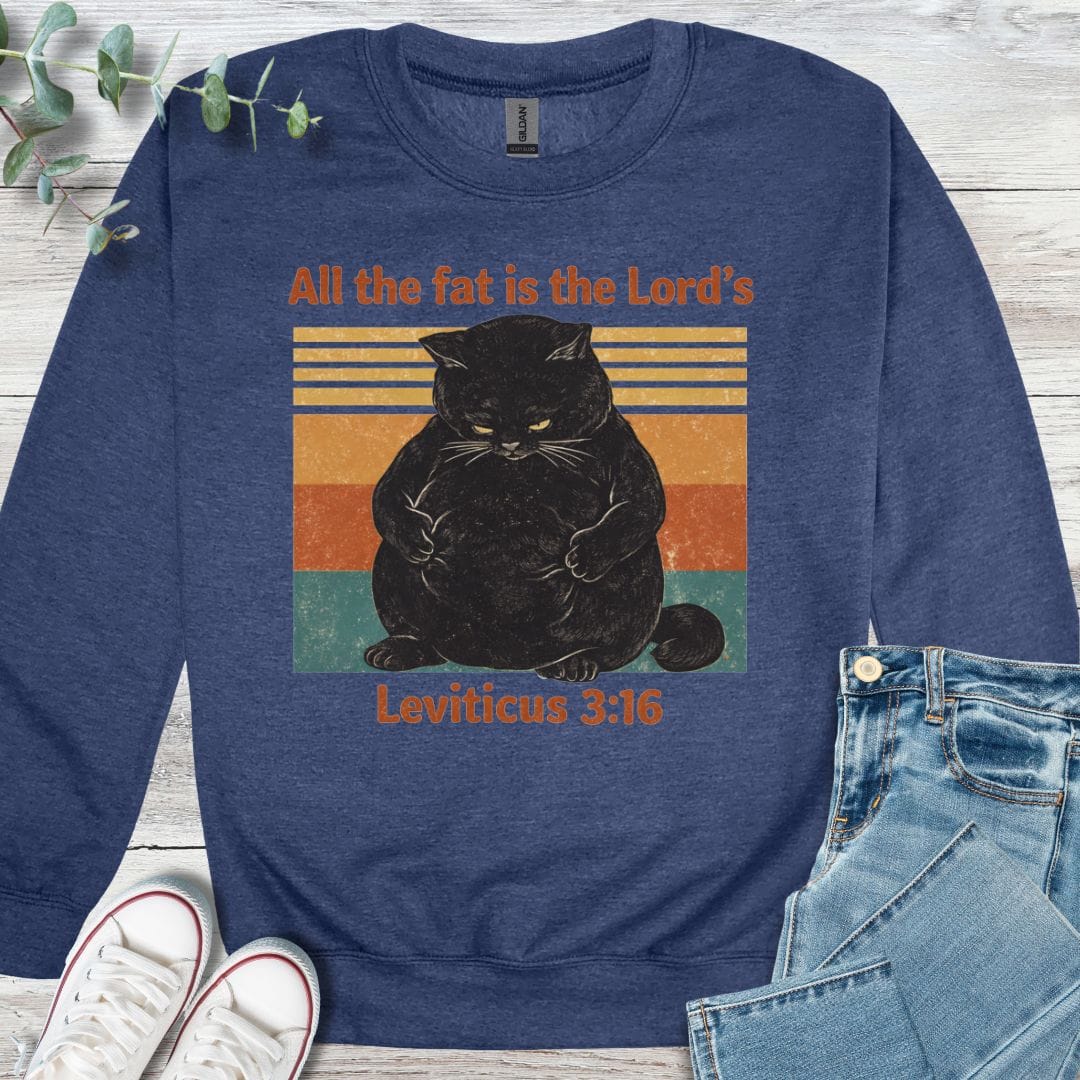 The Lord's Portion Sweatshirt in Heather Sport Dark Navy - Christian graphic sweatshirt