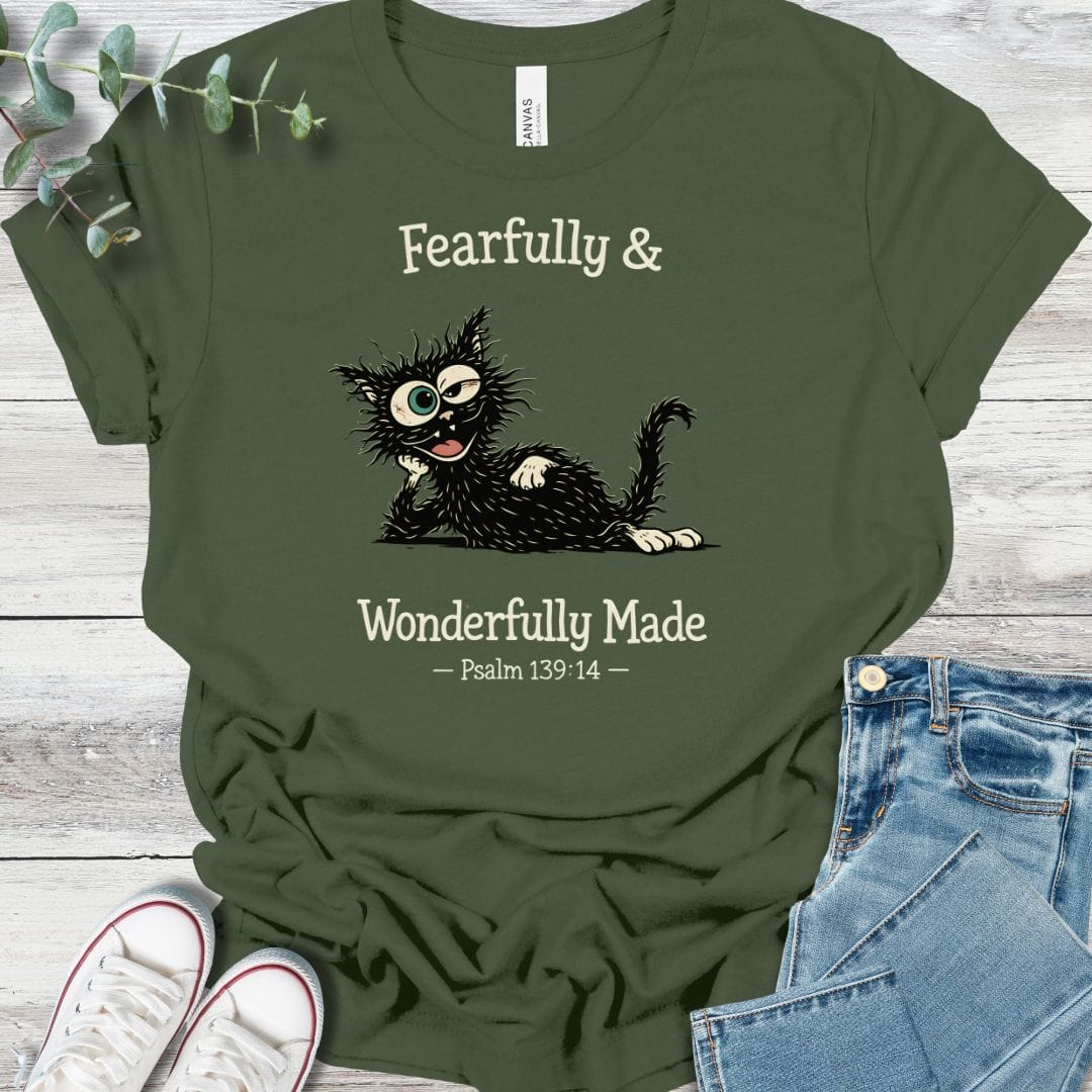 Wonderfully Made T-Shirt in Military Green - Christian graphic tee