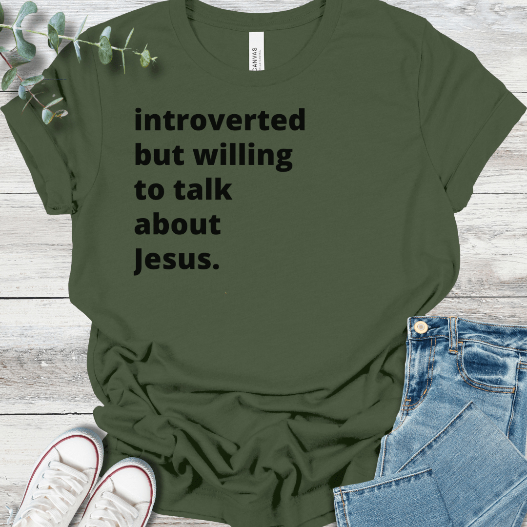 Introverted T-Shirt in Military Green - Christian graphic tee