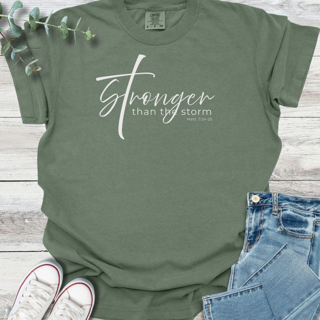 Stronger T-shirt in Moss - Christian graphic tee