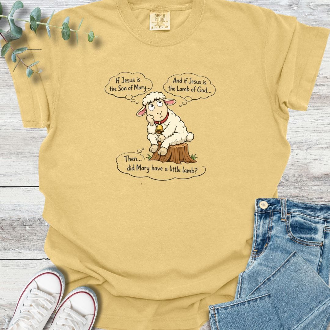 Little Lamb T-shirt in Mustard - Christian graphic tee
