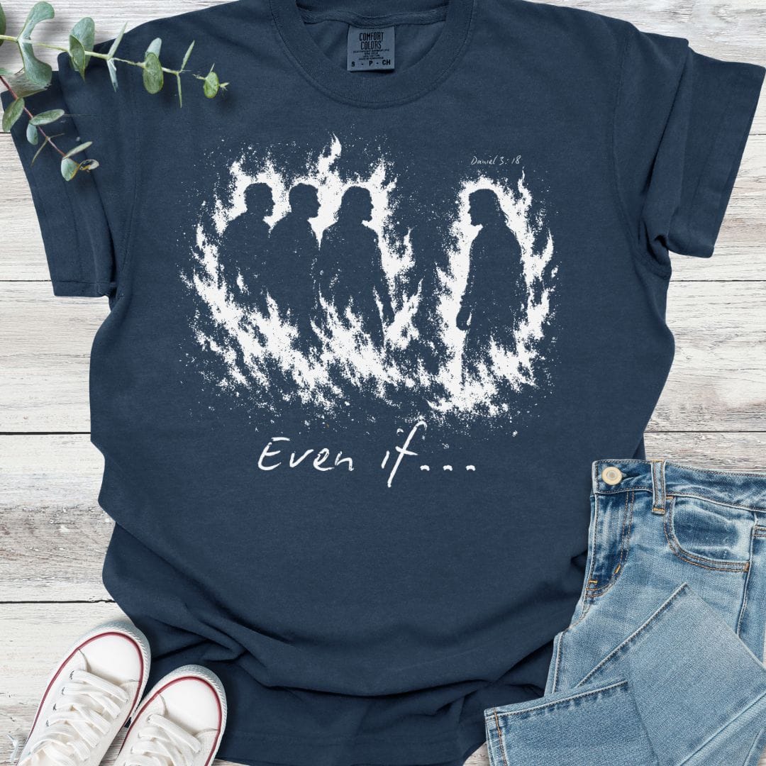 Even If T-shirt in Navy - Christian graphic tee