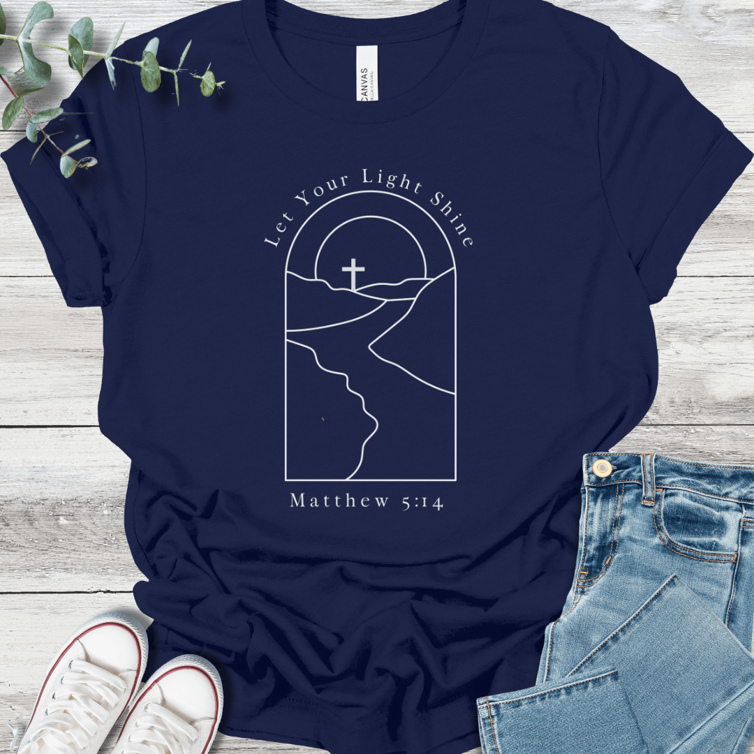 Shining Light T-Shirt in Navy - Christian graphic tee