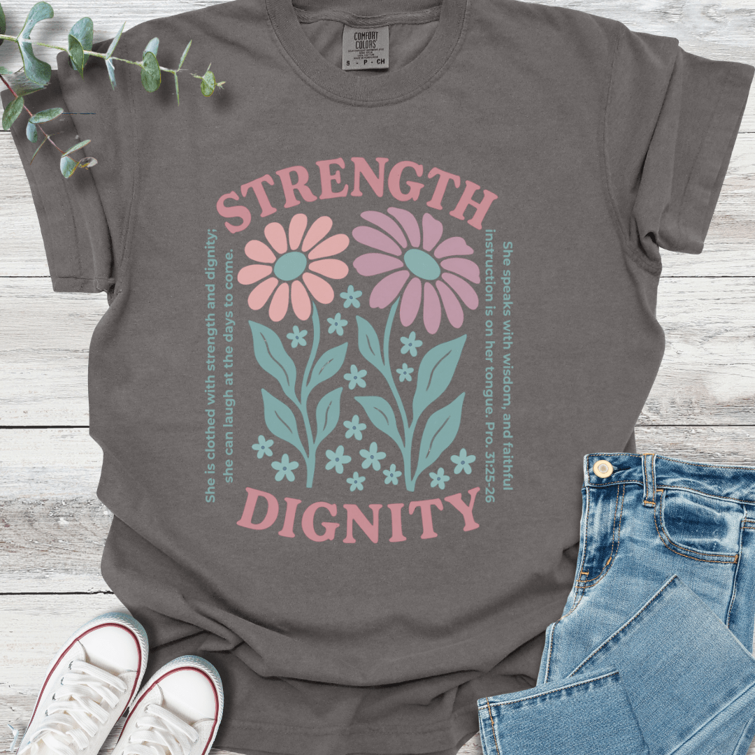 Retro Strength T-Shirt in Pepper - Christian graphic tee