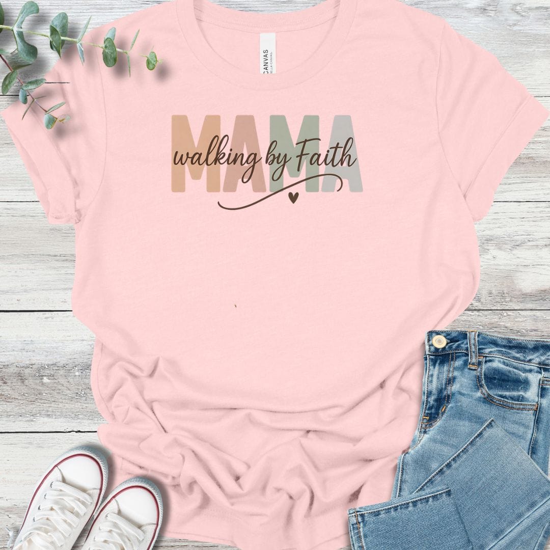 Faith Mama T-Shirt in Soft Pink - Christian graphic tee