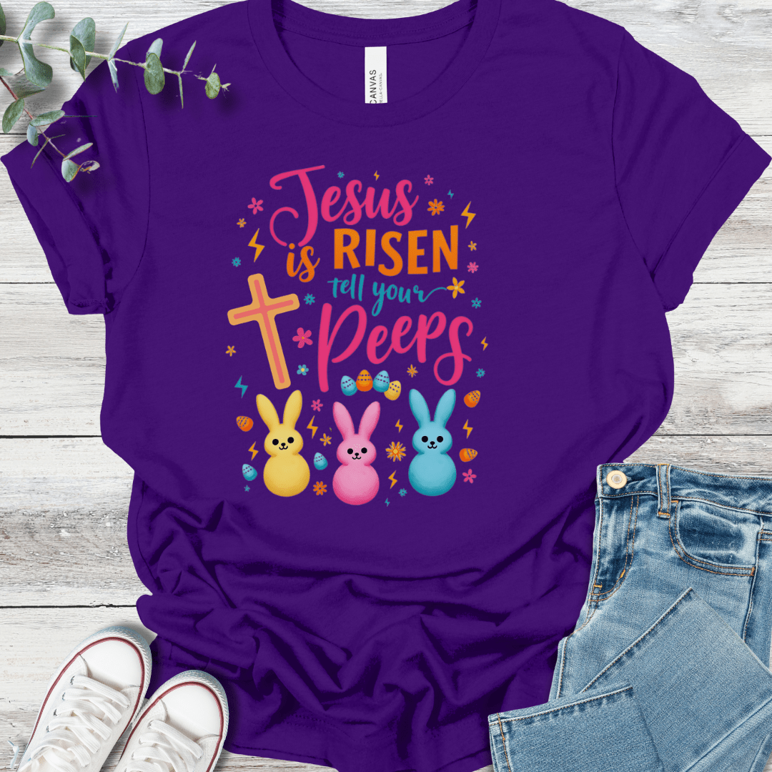 Tell Your Peeps T-Shirt in Team Purple - Christian graphic tee