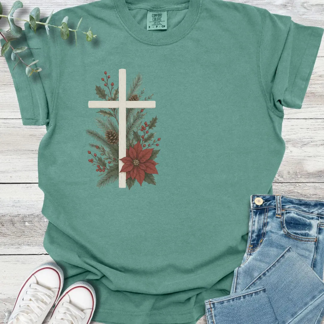 Christmas Cross T-Shirt - Christian graphic tee