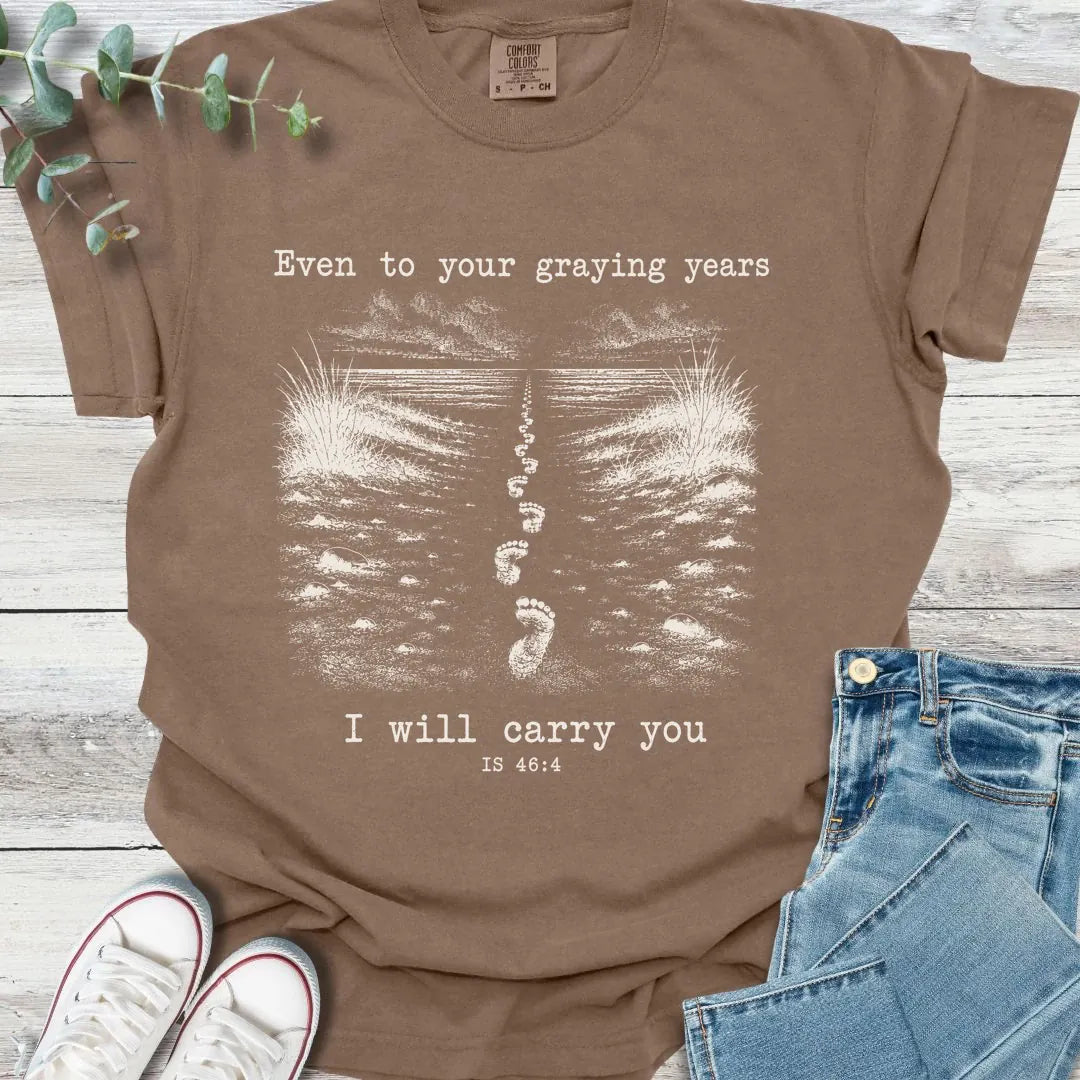 Footprints T-Shirt in Espresso - Christian graphic tee