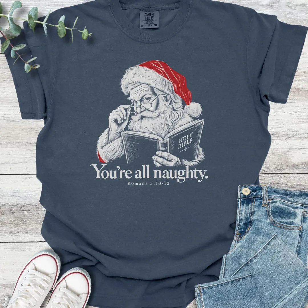 Santa Read Romans T-Shirt - Christian graphic tee