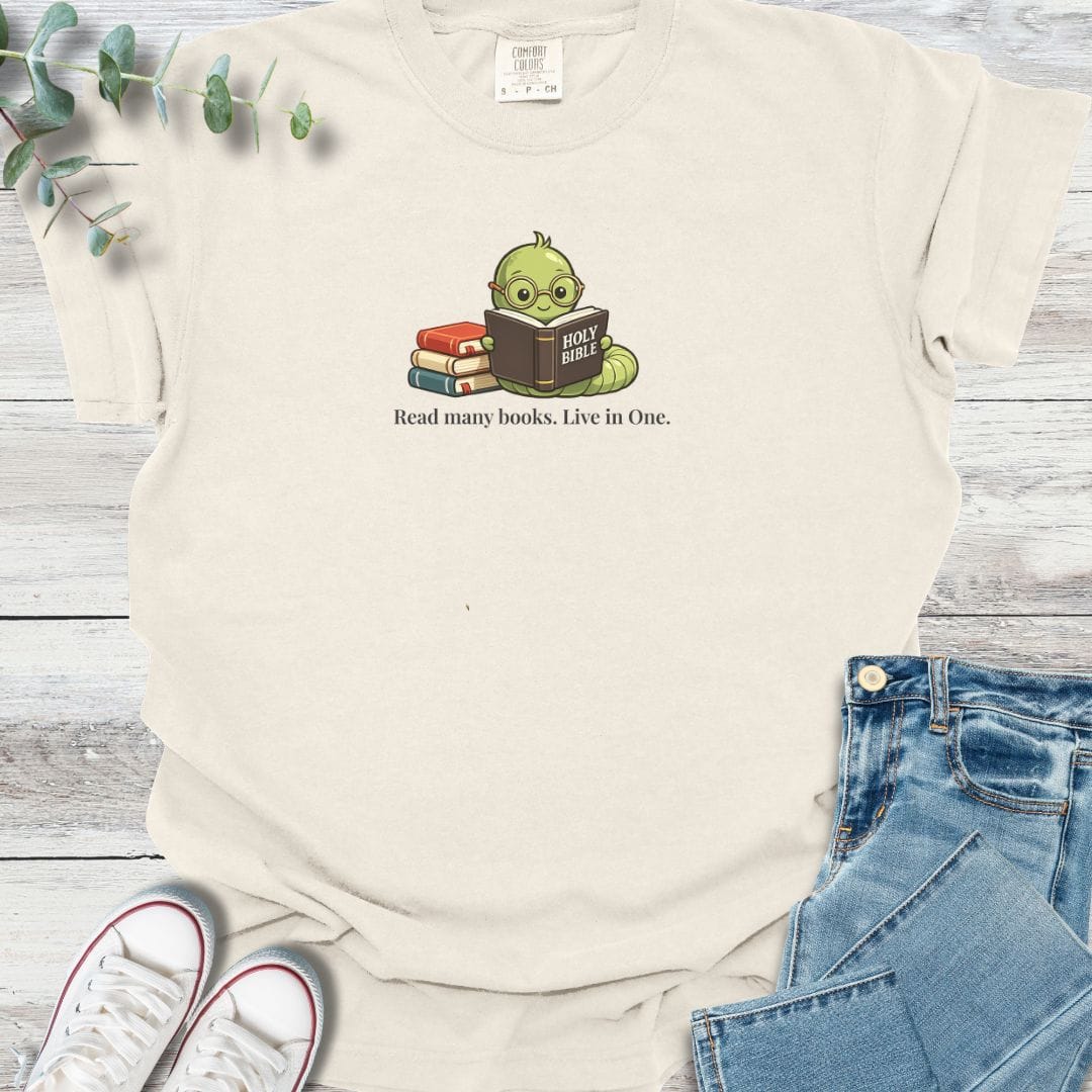Bible Bookworm T-shirt in Ivory - Christian graphic tee