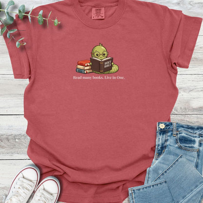 Bible Bookworm T-shirt in Crimson - Christian graphic tee