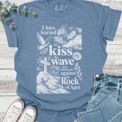 Rock of Ages T-shirt in Blue Jean - Christian graphic tee