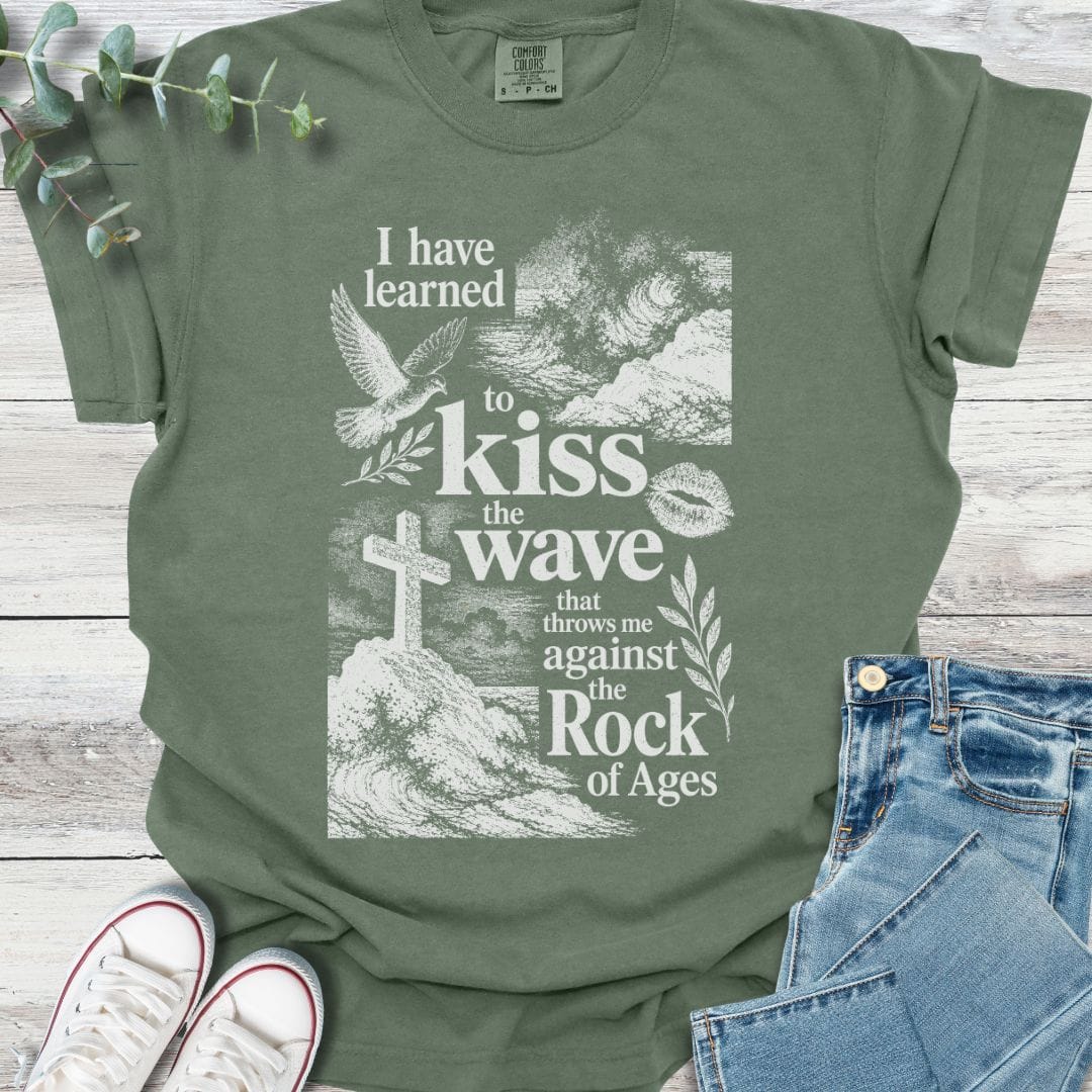 Rock of Ages T-shirt in Moss - Christian graphic tee