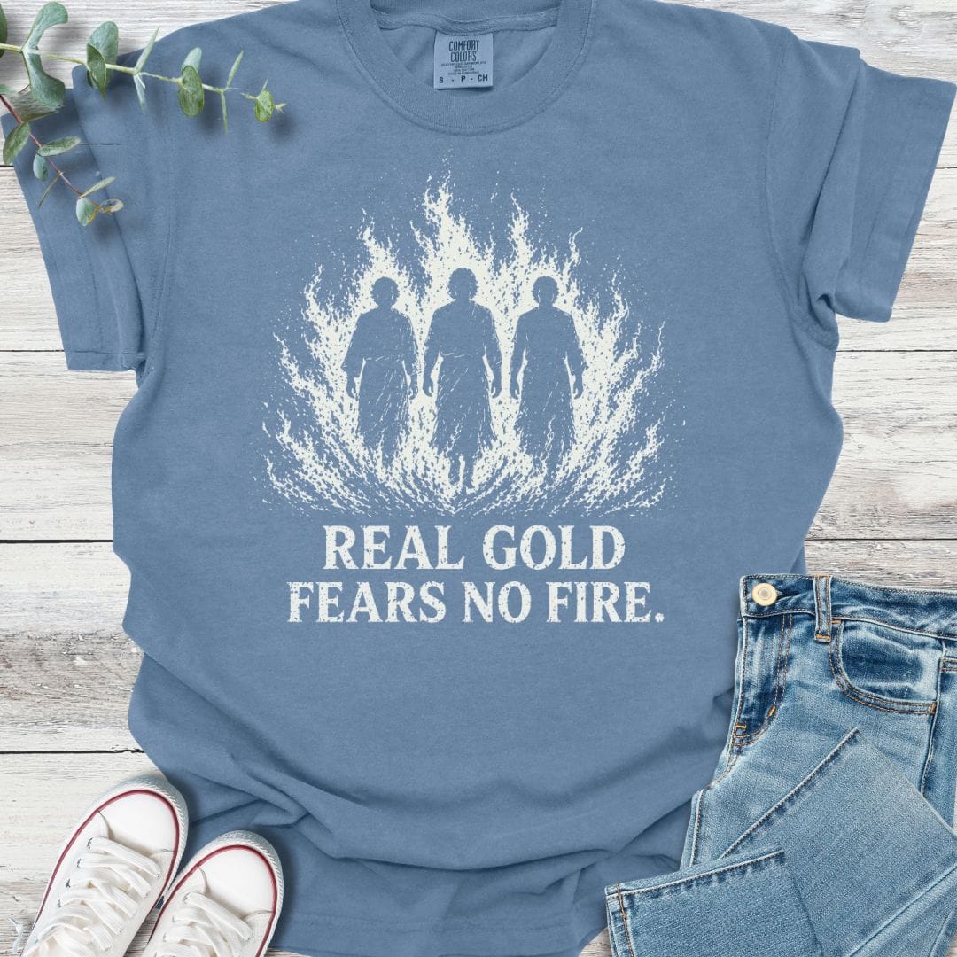 Fear No Fire T-shirt in Blue Jean - Christian graphic tee