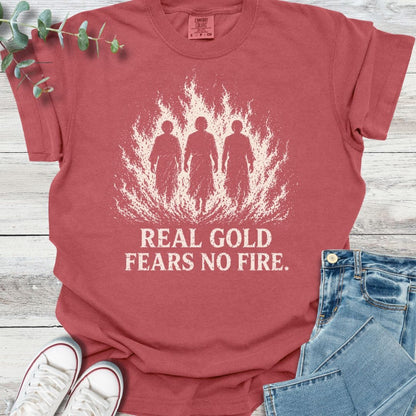 Fear No Fire T-shirt in Crimson - Christian graphic tee