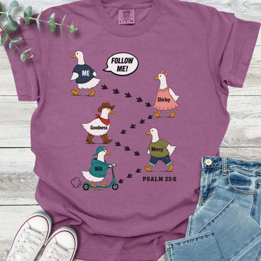 Follow Me T-Shirt in Berry - Christian graphic tee
