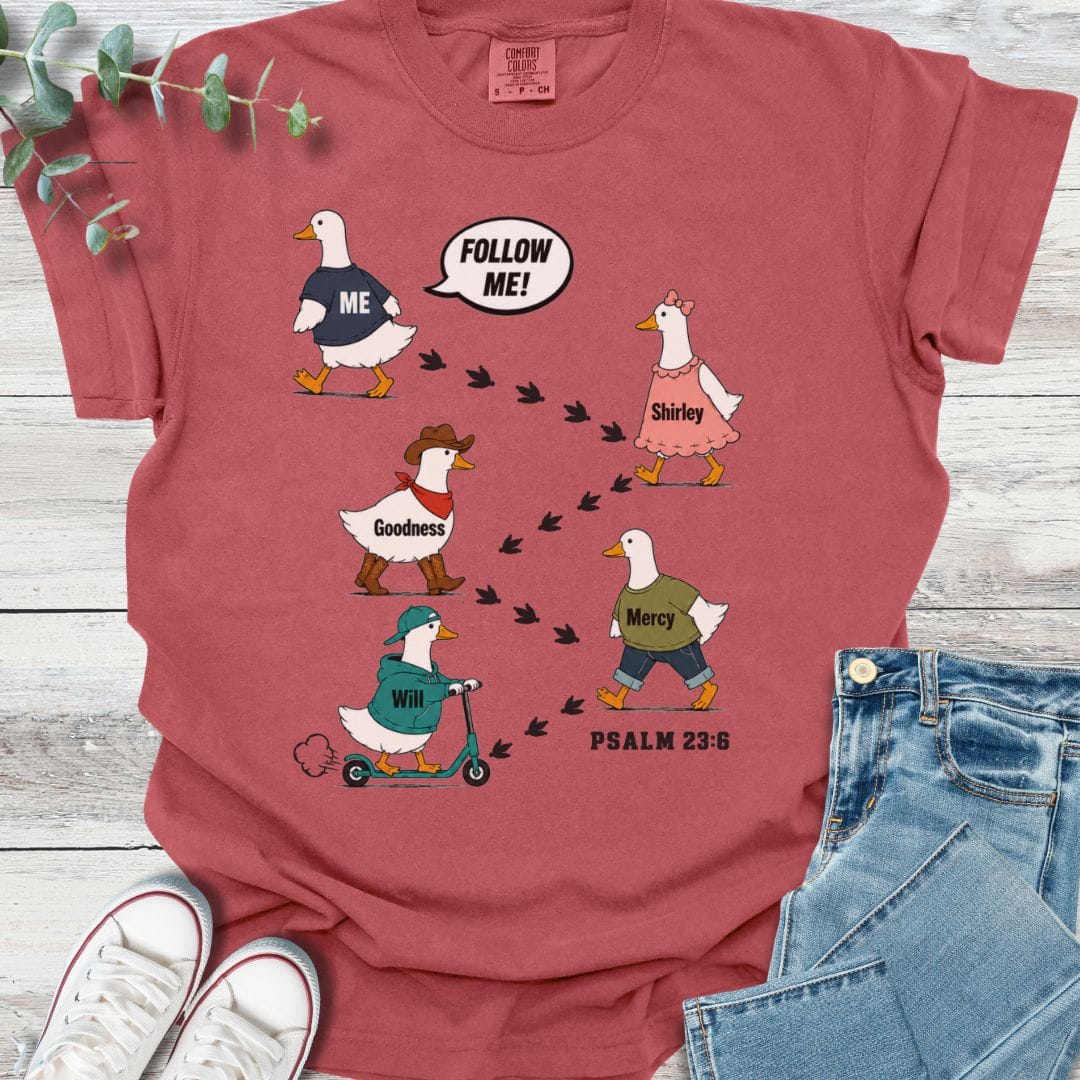 Follow Me T-Shirt in Crimson - Christian graphic tee
