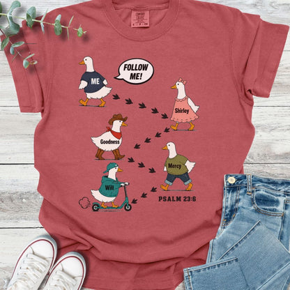 Follow Me T-Shirt in Crimson - Christian graphic tee