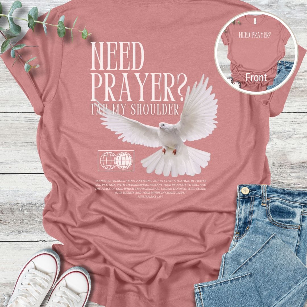 Let's Pray T-Shirt in Heather Mauve - Christian graphic tee