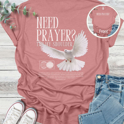 Let's Pray T-Shirt in Heather Mauve - Christian graphic tee