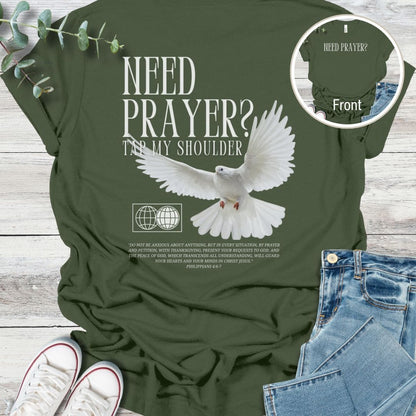 Let's Pray T-Shirt in Military Green - Christian graphic tee