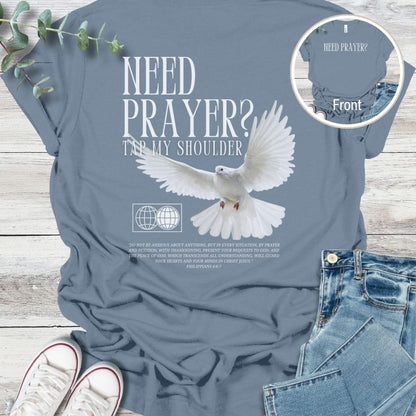 Let's Pray T-Shirt in Steel Blue - Christian graphic tee