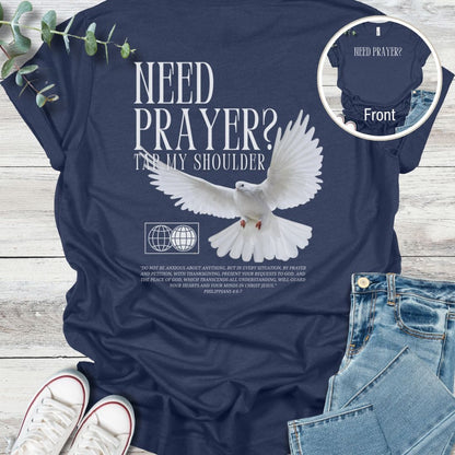 Let's Pray T-Shirt in Heather Navy - Christian graphic tee