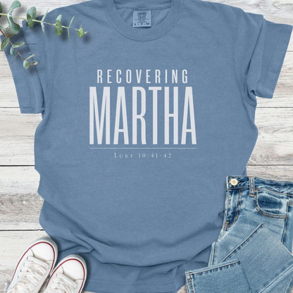 Recovering Martha T-Shirt in Blue Jean - Christian graphic tee