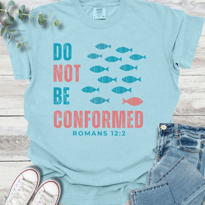 Against the Flow T-Shirt in Chambray - Christian graphic tee