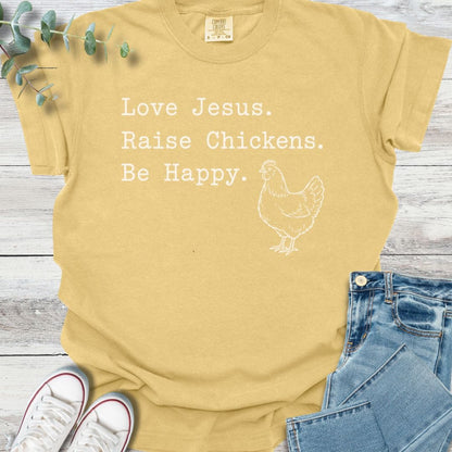 Raising Chickens T-Shirt in Mustard - Christian graphic tee