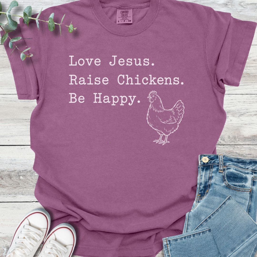 Raising Chickens T-Shirt in Berry - Christian graphic tee