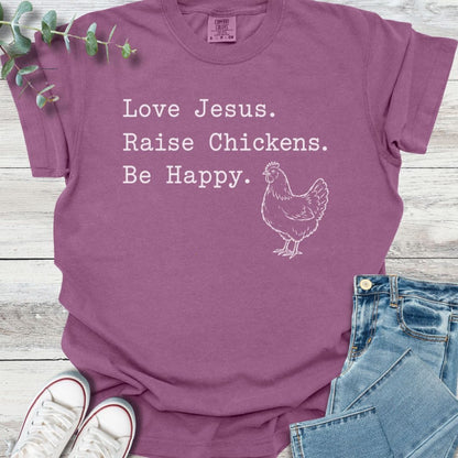 Raising Chickens T-Shirt in Berry - Christian graphic tee