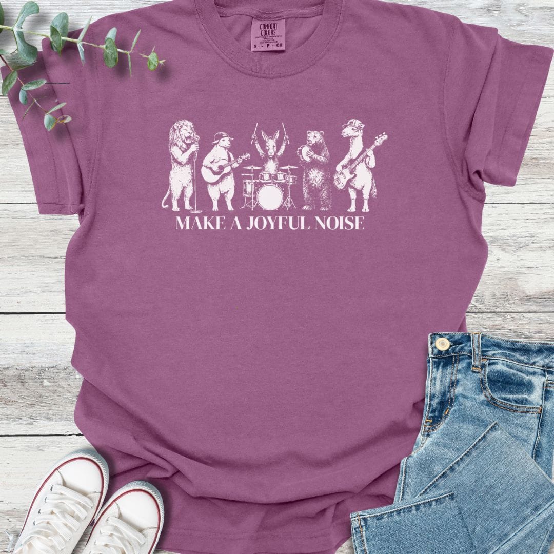 Joyful Noise T-Shirt in Berry - Christian graphic tee
