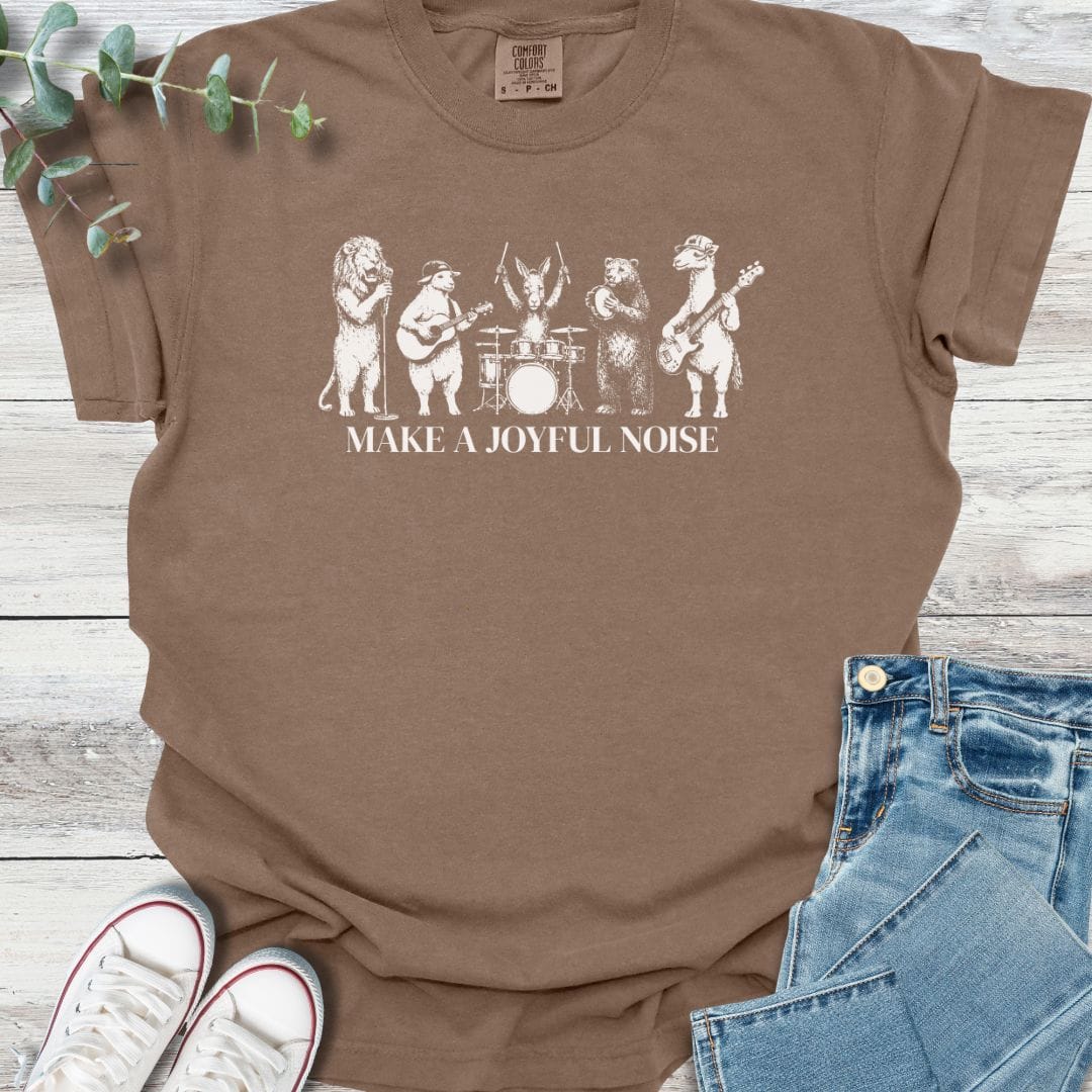 Joyful Noise T-Shirt in Espresso - Christian graphic tee