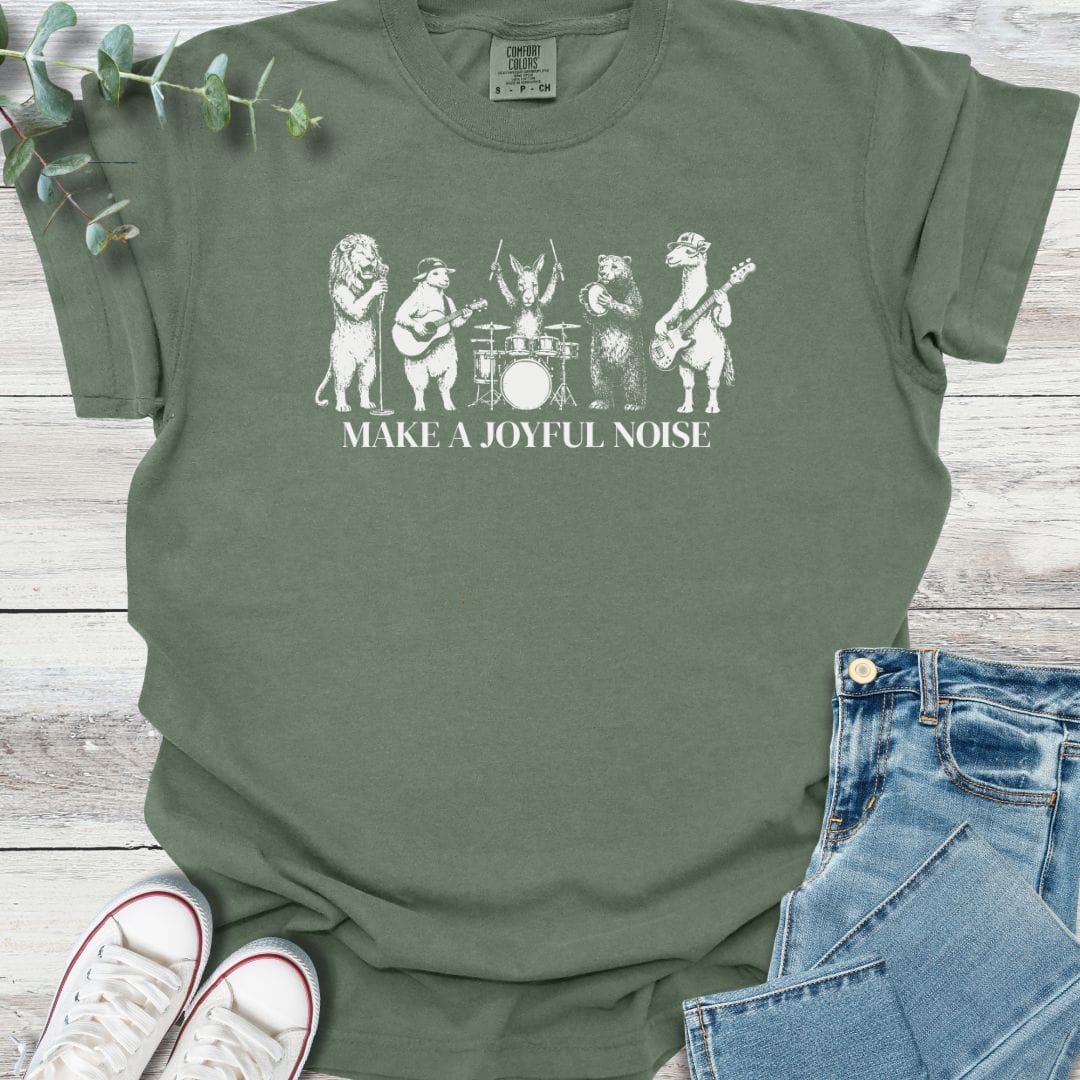 Joyful Noise T-Shirt in Moss - Christian graphic tee