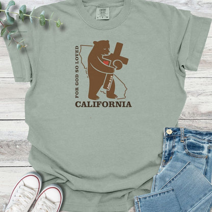God Loves California T-Shirt in Bay - Christian graphic tee