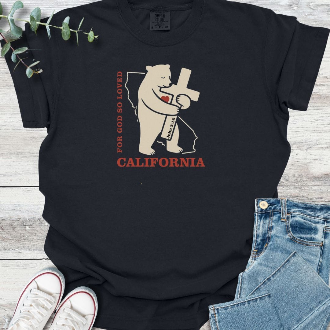 God Loves California T-Shirt in Black - Christian graphic tee