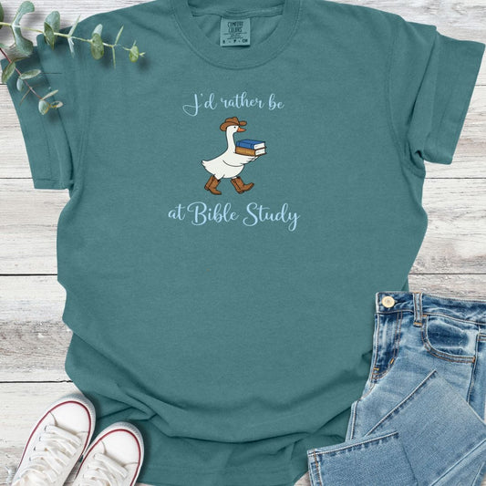 Bible Study T-Shirt in Blue Spruce - Christian graphic tee